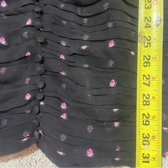 Retrofete Calla Dress Sz S NEW Rose Print Silk Button Front - Picture 7 of 9